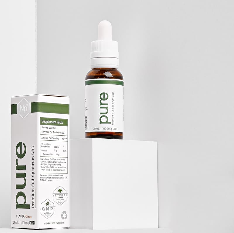 A Bottle Of Cbd Oil With A Label Showing Its Health Benefits For Treating Chronic Pain